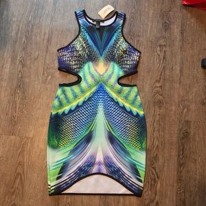 Forever 21 Printed Mini Dress with Side Cutouts